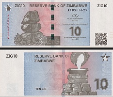 *10 ZiG (Zimbabwe Gold) Zimbabwe 2024, P110 UNC - Kliknutím na obrázok zatvorte -